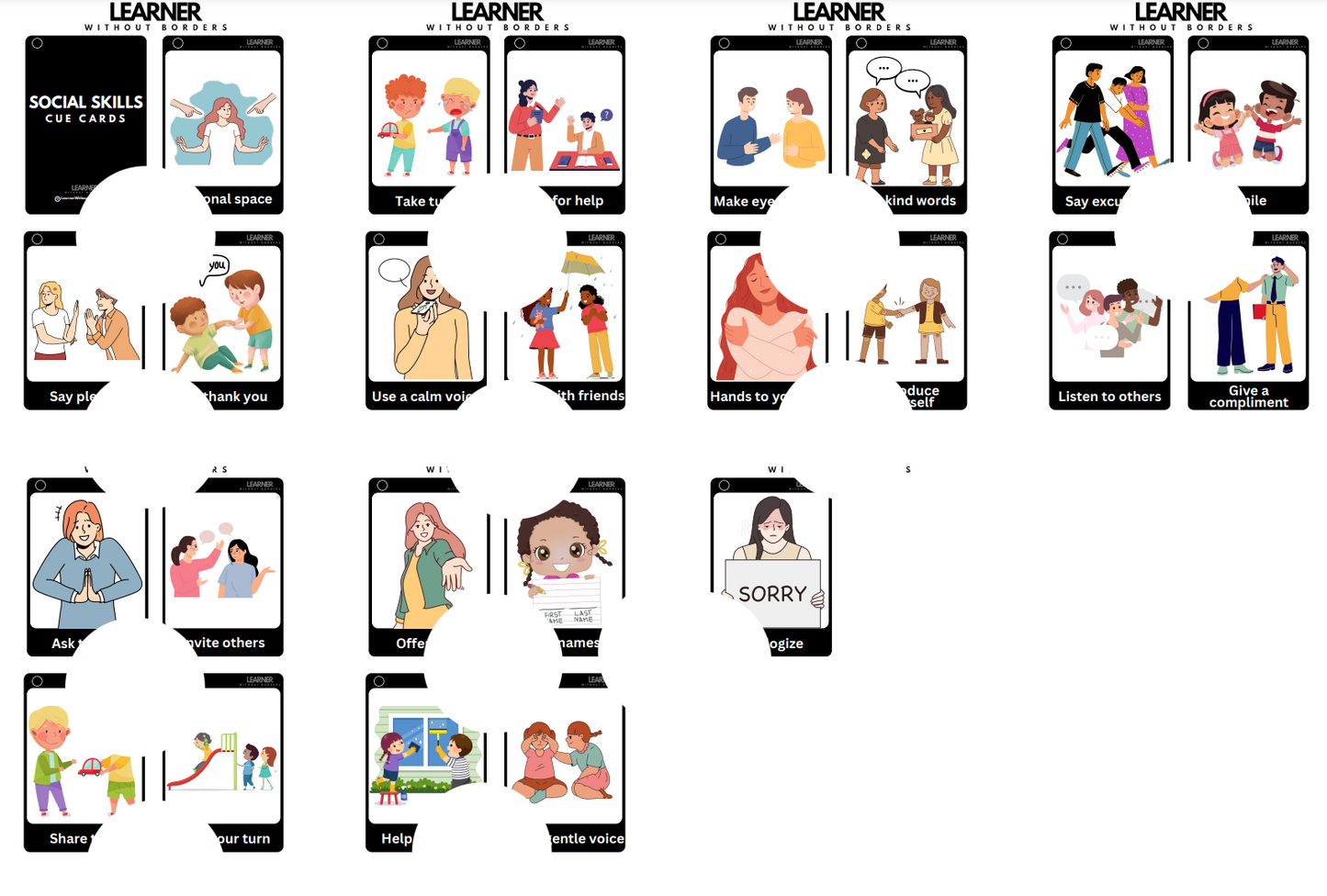 Social Skills Cards EN/ES/FR