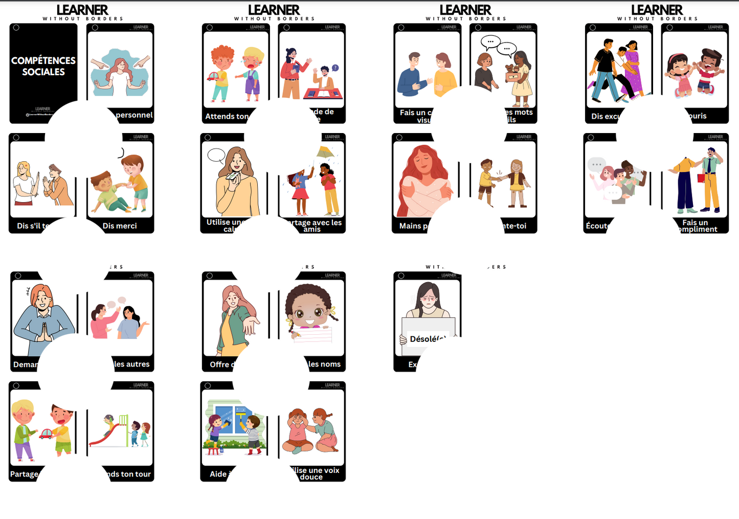 Social Skills Cards EN/ES/FR