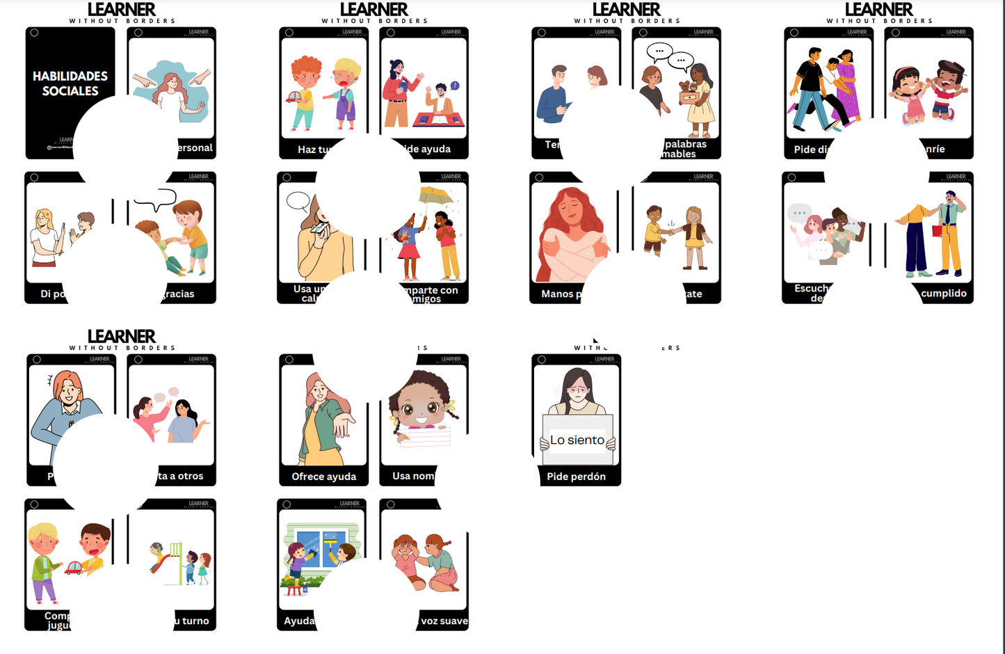 Social Skills Cards EN/ES/FR