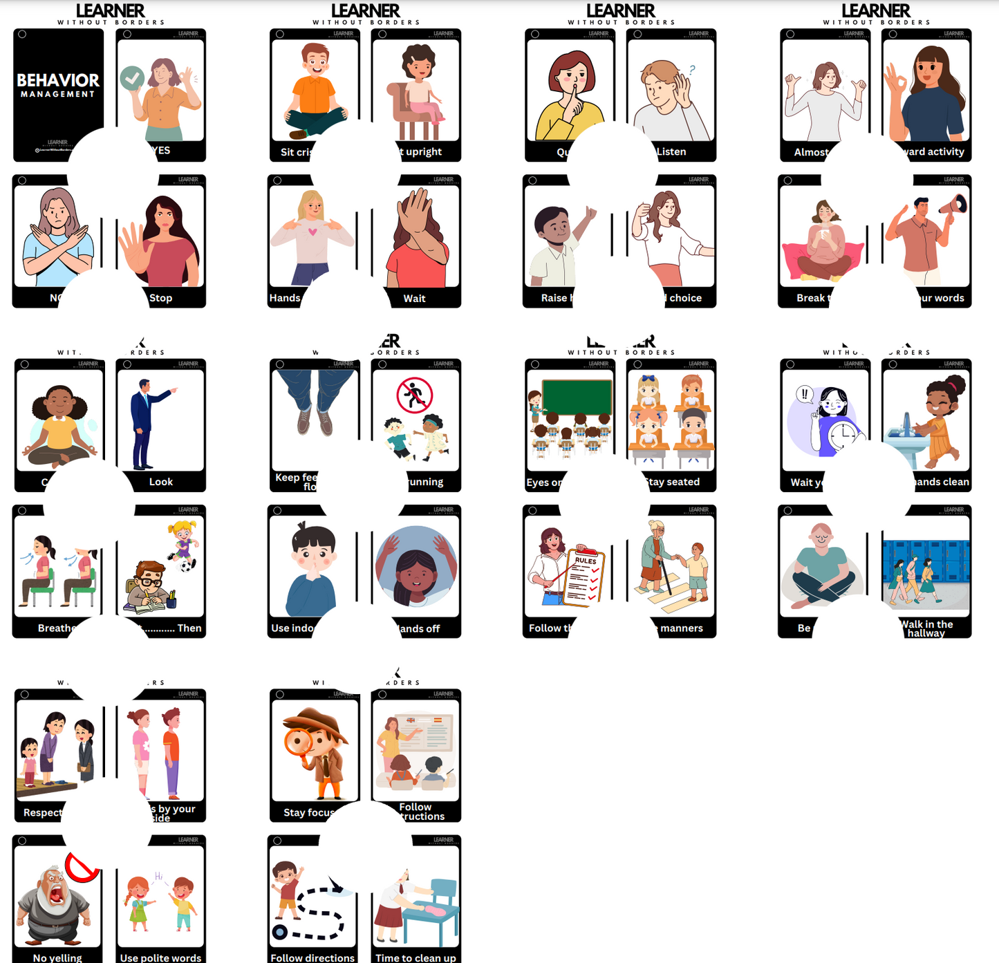 Behavior Management Cards EN/ES/FR